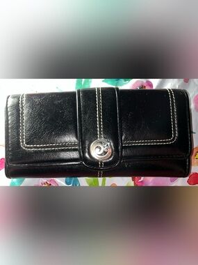 Black Leather Wallet with Carrying Strap